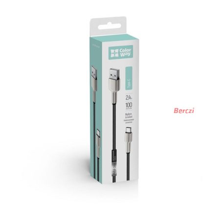 COLORWAY Kábel,  USB - Type-C (head metal) 2.4A 1m black (CW-CBUC046-BK)