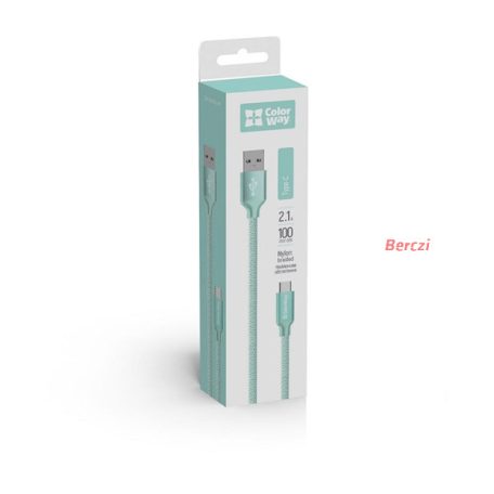 COLORWAY Kábel, USB Type-C 1m 2.1A menta (CW-CBUC003-MT)
