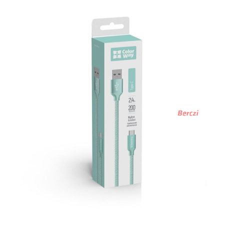 COLORWAY Kábel, USB Type-C 2m 2.4A menta (CW-CBUC008-MT)