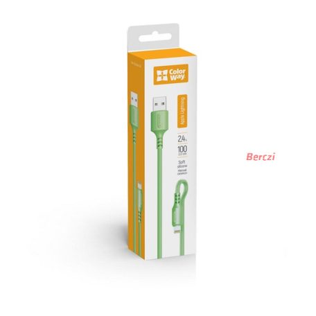 COLORWAY Kábel, USB - Apple Lightning (soft silicone) 2.4A 1m green (CW-CBUL042-GR)