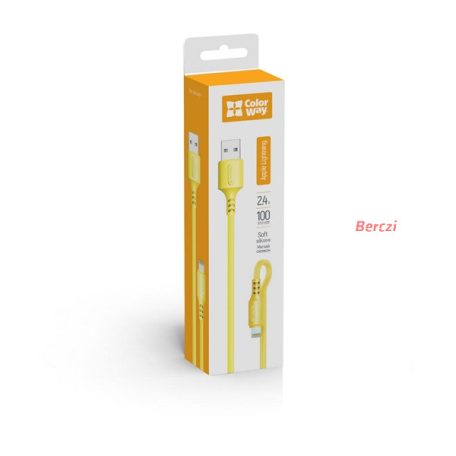 COLORWAY Kábel, USB - Apple Lightning (soft silicone) 2.4A 1m sárga (CW-CBUL043-Y)