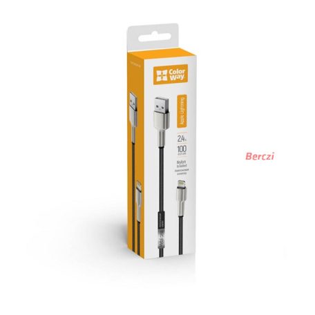 COLORWAY Kábel, USB - Apple Lightning (head metal) 2.4A 1m black (CW-CBUL046-BK)