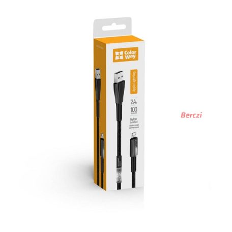 COLORWAY Kábel, USB - Apple Lightning (zinc alloy + led) 2.4A 1m black (CW-CBUL035-BK)