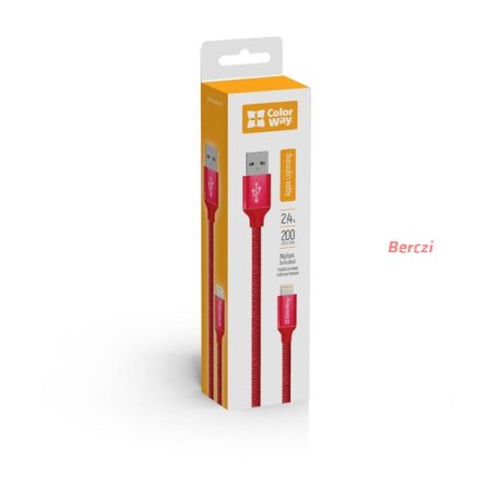 COLORWAY Kábel, USB Apple Lightning 2m 2.4A red (CW-CBUL007-RD)