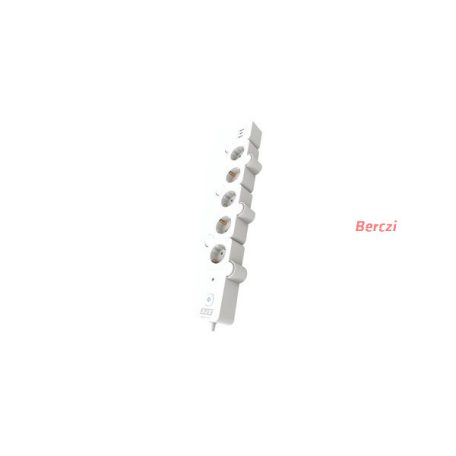 SPS túlfeszültségvédő elosztó, 1,5 méteres, 5 DIN + 2 USB + 1 USB-C, flexi