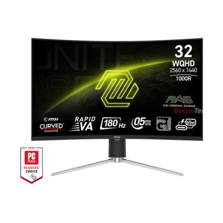 MSI Monitor GAMING MAG 325CQRF QD E2 31,5" Ívelt Rapid VA WQHD 2560x1440, 16:9 180Hz 0,5ms 3500:1, 2x HDMI, DP, USB-C