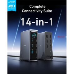   ANKER USB HUB Docking Station, , Prime 14-in-1, 160W,Dual Display, 2x 4K HDMI, USB-C 10Gbps, szürke - A83B63A1