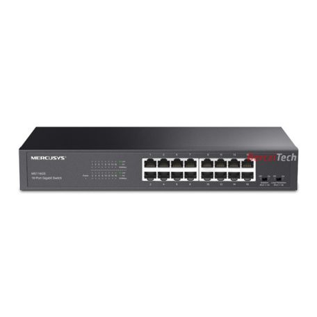 MERCUSYS Switch 16x1000Mbps, Fémházas Asztali Rackes, MS116GS