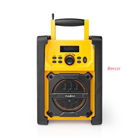 Nedis RDFM3100YW munka rádió, FM, bluetooth, rezgéscsillapítás, 15W, 20 FM állomás, 3,5 mm audióbemenet