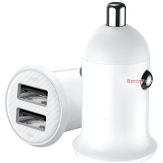   BLACKBIRD Autós Szivargyújtós Adapter 2xUSB + beépített  Micro USB kábel, Fehér