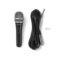   Nedis MPWD50BK dinamikus mikrofon, 5m levehető kábel, 50Hz-15kHz,  600 Omh, 72dB, utazó tok, integrált kapcsoló, fekete