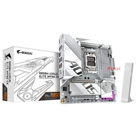 GIGABYTE Alaplap AM5 B850M AORUS ELITE WIFI6E ICE AMD B850, ATX