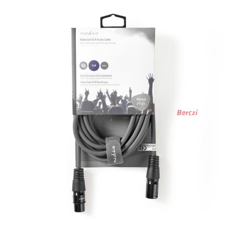 Nedis COTH15010GY50 félprofi XLR audio kábel, XLR 3érintkezős dugó - aljzat, 5m, rugalmas