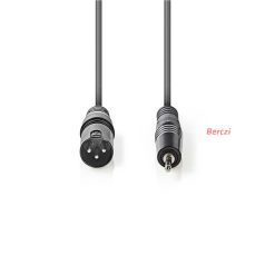   Nedis félprofi audió kábel COTH15300GY30, 3,5mm szteró jack dugó - 3p XLR dugó, hossz 3m, rugalmas