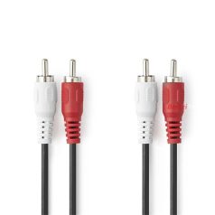   Nedis CAGL24200BK15 sztereo audio kábel, 2 X RCA dugó - 2 X RCA dugó, hossz 1.5m