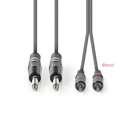 Nedis COTH23320GY15 félprofi audio kábel, 2 x 6,35mm mono jack dugó - 2 X RCA dugó, hossz 1.5m, rugalmas