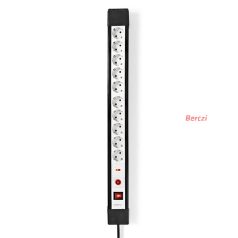   Nedis 10 aljzatos elosztó túlfeszűltségvédelemmel, H05VV-F 3G1.5mm2 , 3680 W, 16A, hossz 3m, ESC103SPF1PRO