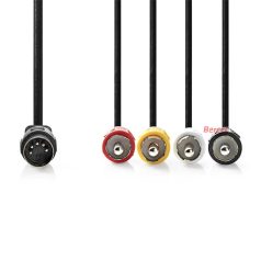   Nedis CAGL20400BK10 DIN audio kábel, DIN 5 tűs dugó - 4x RCA dugó, 0,20m