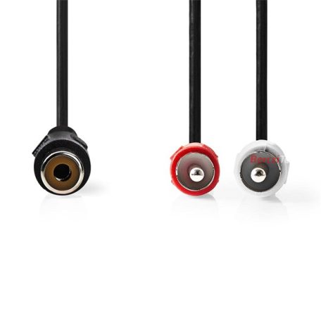 Nedis sztereó audio kábel, 1x RCA aljzat - 2x RCA dugó, 0,20m, CAGB24020BK0