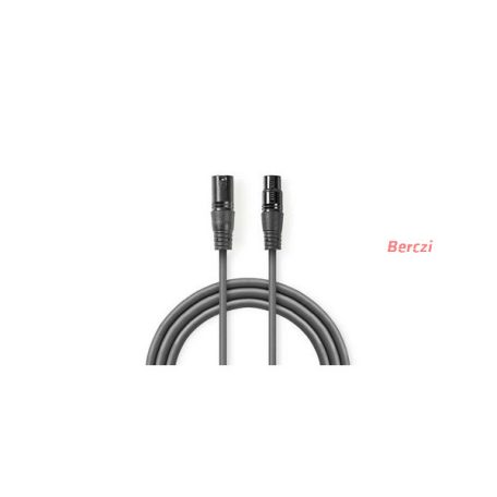 Nedis  COTG15012GY150 DMX adapter kábel, XLR 3 tűs apa | XLR 3 tűs anya | Nikkelezett | 15,0 m | kerek | PVC | Sötétszür