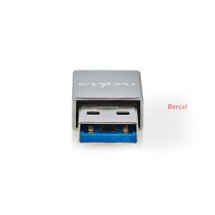   Nedis CCTB60925AL USB-A adapter, USB 3.2 Gen 1, USB-A férfi, USB-C™ anya, 5 Gbps,  kerek,  Nikkelezett, Ezüst