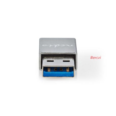Nedis CCTB60925AL USB-A adapter, USB 3.2 Gen 1, USB-A férfi, USB-C™ anya, 5 Gbps,  kerek,  Nikkelezett, Ezüst