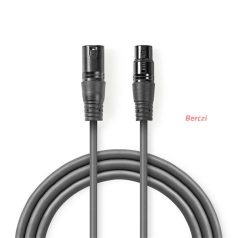   Nedis COTH15012GY50 DMX adapter kábel, XLR 3 tűs dugó, XLR 3 tűs anya,  Nikkelezett, 5 m,  kerek, PVC, Sötétszürke