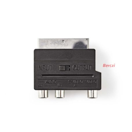 Nedis CVGP31902BK SCART adapter, SCART Férfi | S-Video nő / 3x RCA nő, Nikkelezett,  Kapcsolható, ABS, Fekete, 1 db