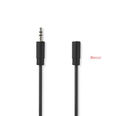 Nedis CAGB22050BK100 sztereo audio kábel, 3,5 mm jack dugó - 3,5 mm jack aljzat, 10 m