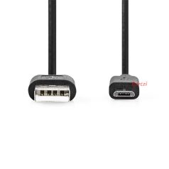   Nedis CCGL60501BK10 USB micro B (micro USB)kábel, USB 2.0  USB-A dugó  USB Micro-B dugó  7,5 W 480 Mbps. 1m