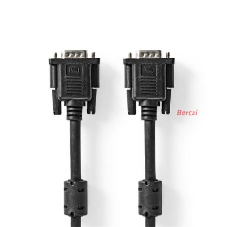 Nedis CCGL59000BK30, VGA kábel, VGA dugó Nikkelezett Maximális felbontás: 1280x768 3,00 m Kerek ABS Fekete
