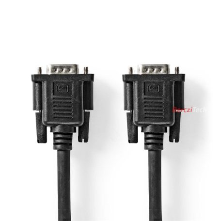 Nedis CCGP59100BK20, VGA kábel, VGA dugó VGA anya Nikkelezett Maximális felbontás:1280x800  2,00 m  Kerek ABS fekete