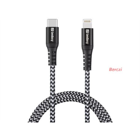 SANDBERG USB-C tartozék, Survivor USB-C PD Lighting kábel 1m