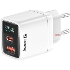   SANDBERG Hálózati töltő, 2 in 1 Charger 1x USB C 1x USB 35W