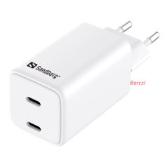 SANDBERG Hálózati töltő, AC Charger Dual UDB C PD 65W EU