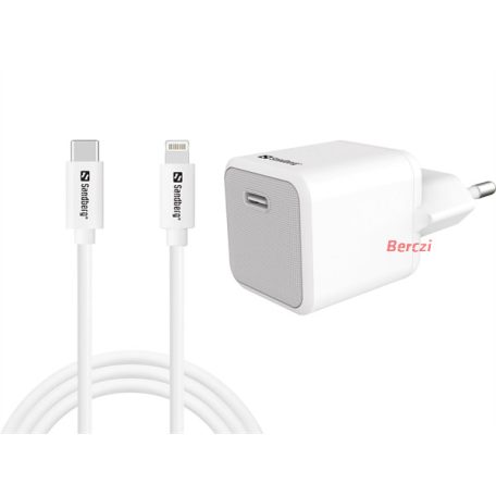 SANDBERG Hálózati töltő, USB-C AC Charger 20W + Lightning 1m