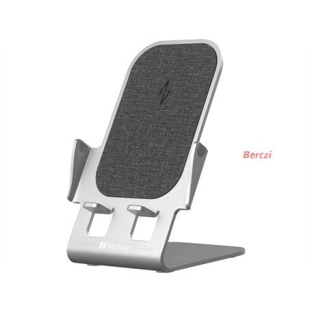 SANDBERG Töltő állomás, Wireless Charger Stand 15W Alu