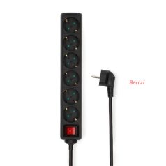   Nedis ESOC630F2BK 6 aljzatos kapcsolós elosztó, 3 m, 3680 W, 16 A