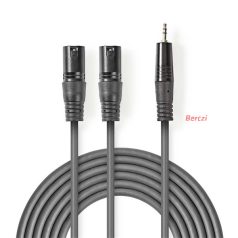   Nedis COTH15310GY30 félprofi XLR audio kábel, 2x XLR 3 tűs dugó | 3,5 mm sztereo jack dugó, 3m