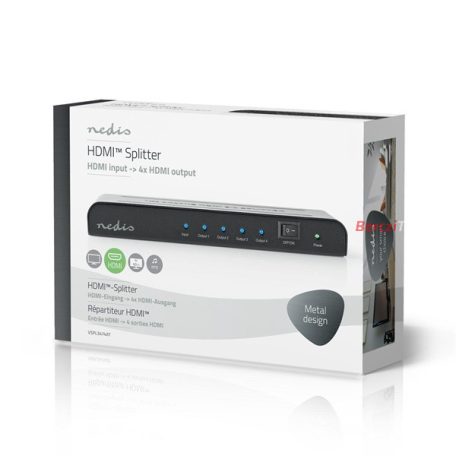 Nedis VSPL3474AT HDMI splitter, 1 x HDMI be - 4 x HDMI ki, 4K@60Hz
