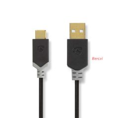   Nedis CCBW60600AT10 USB kábel, USB2.0 Gen 1, USB-A dugó - USB-C dugó, 60 W | 480 Mbps, 1 m