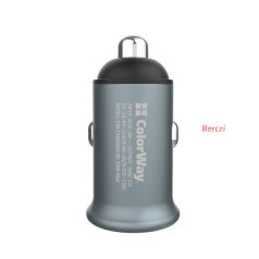   COLORWAY Autós töltő, CW-CHA036Q-GR 2USB Quick Charge 3.0 (36W) szürke