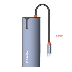   COLORWAY USB-elosztó (dokkolóállomás) CW-HUB01, ColorWay USB-C 5-b-1 Type C PD 100W/USB3.0x3/HDMI 4K