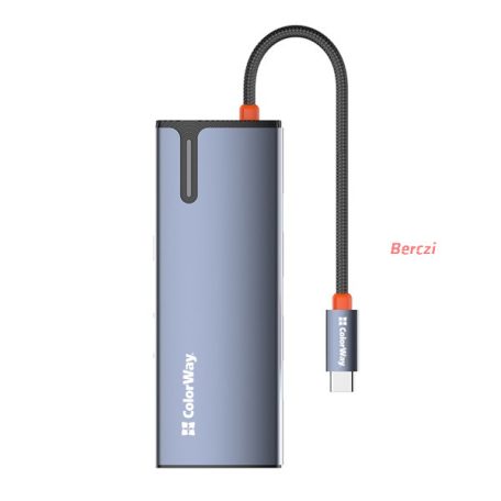 COLORWAY USB-elosztó (dokkolóállomás) CW-HUB01, ColorWay USB-C 5-b-1 Type C PD 100W/USB3.0x3/HDMI 4K