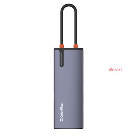 COLORWAY USB-elosztó (dokkolóállomás) CW-HUB03, USB-C 6-B-1 Type C PD 100W/USB3.0x3/USB2.0/RJ45