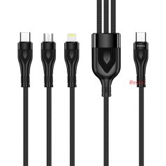   COLORWAY Kábel Type-C CW-CBPDU3060-BK, 3B1 (Lightning+MicroUSB+Type-C) 3.0A (PD60W adatok) 1.2 fekete