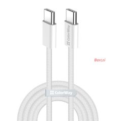   COLORWAY Kábel Type-C CW-CBPDCC061-GR, fonott pamut, PD Fast Charging 60W, 3,0A 1M szürke