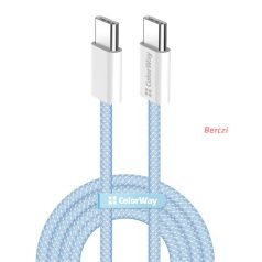   COLORWAY Kábel Type-C CW-CBPDCC061-BL, fonott pamut, PD Fast Charging 60W, 3,0A 1M kék