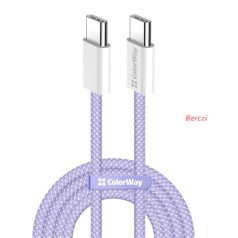   COLORWAY Kábel Type-C CW-CBPDCC061-PU, fonott pamut, PD Fast Charging 60W, 3,0A 1M lila