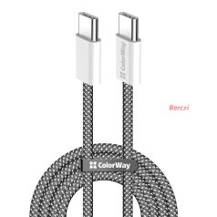   COLORWAY Kábel Type-C CW-CBPDCC061-BK, fonott pamut, PD Fast Charging 60W, 3,0A 1M fekete